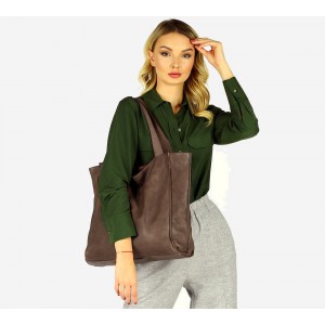 34■ Shopper Damen Schwarz & Beige Leder Tasche mit reißverschluss